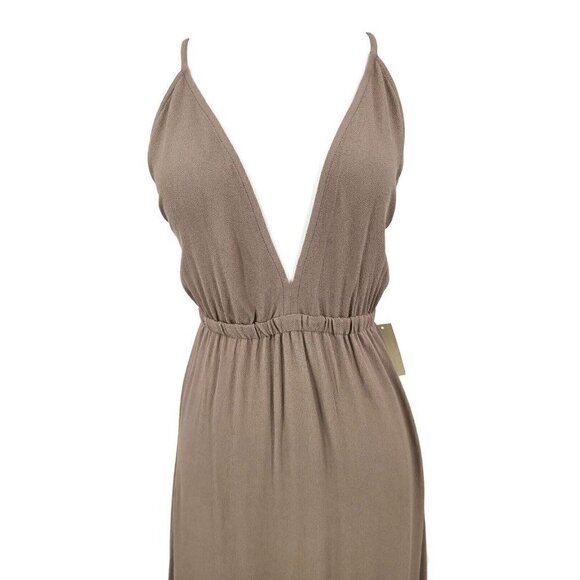 New Flynn Skye Solid Taupe Brown Maxi Dress Womens M Spaghetti Strap - Picture 2 of 6